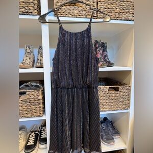 miami Navy Metallic Stripe Dress